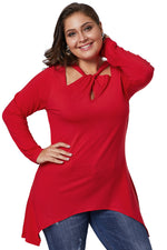 Red Plus Size Cutout Swing Tunic Top