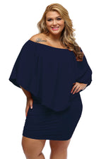 Multiple Dressing Layered Dark Blue Mini Poncho Dress