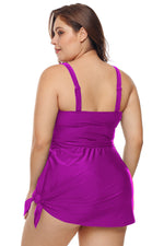 Purple Plus Shoulder Straps Skater Swimdress Swimwear