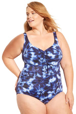 Plus Size Tie Front One Piece Swimsuit