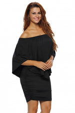 Plus Size Multiple Dressing Layered Black Mini Poncho Dress