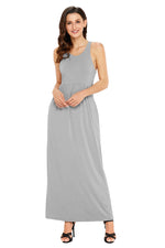 Grey Racerback Maxi Dress with Pockets