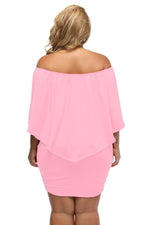 Plus Size Multiple Dressing Layered Pink Mini Poncho Dress