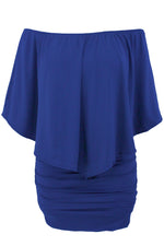 Plus Size Multiple Dressing Layered Blue Mini Poncho Dress