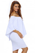 Plus Size Multiple Dressing Layered White Mini Poncho Dress