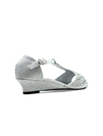 Girl's Wedge T-Bar Party Sandals Silver