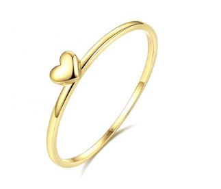 Pure 14K Yellow Gold Heart Shaped Finger Ring for Women