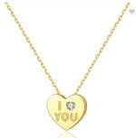 14k solid gold I love you necklace