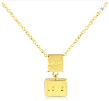 14K Solid Gold Jewelry Wholesale Double Square Love