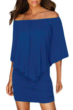 Plus Size Multiple Dressing Layered Blue Mini Poncho Dress