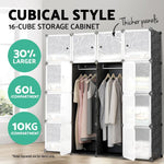 16 Cube Portable Storage Cabinet Wardrobe - Black & White