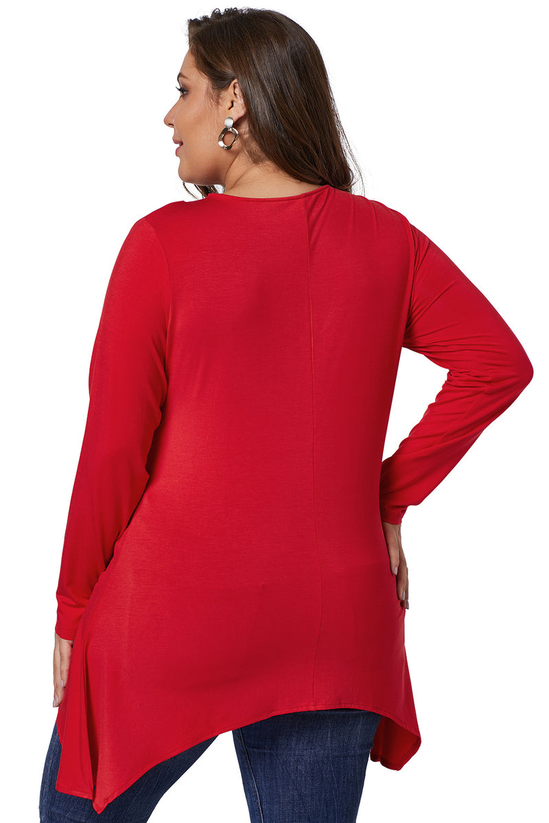 Red Plus Size Cutout Swing Tunic Top