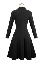 Black Double Breasted Vintage Flared Dress