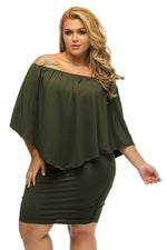 Plus Size Multiple Dressing Layered Army Green Mini Poncho Dress