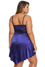 Purple Lace V Neckline Plus Size Babydoll