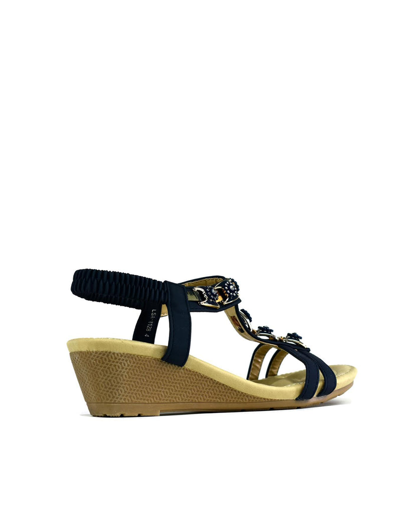 Summer Slingback Wedge Navy