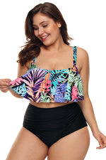 Tropical Jungle Hammock Flounce Crop High Waist Bikini