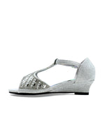 Girl's Wedge T-Bar Party Sandals Silver