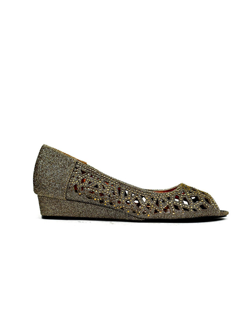 Indi Low Wedge Perforated Sandal Bronze