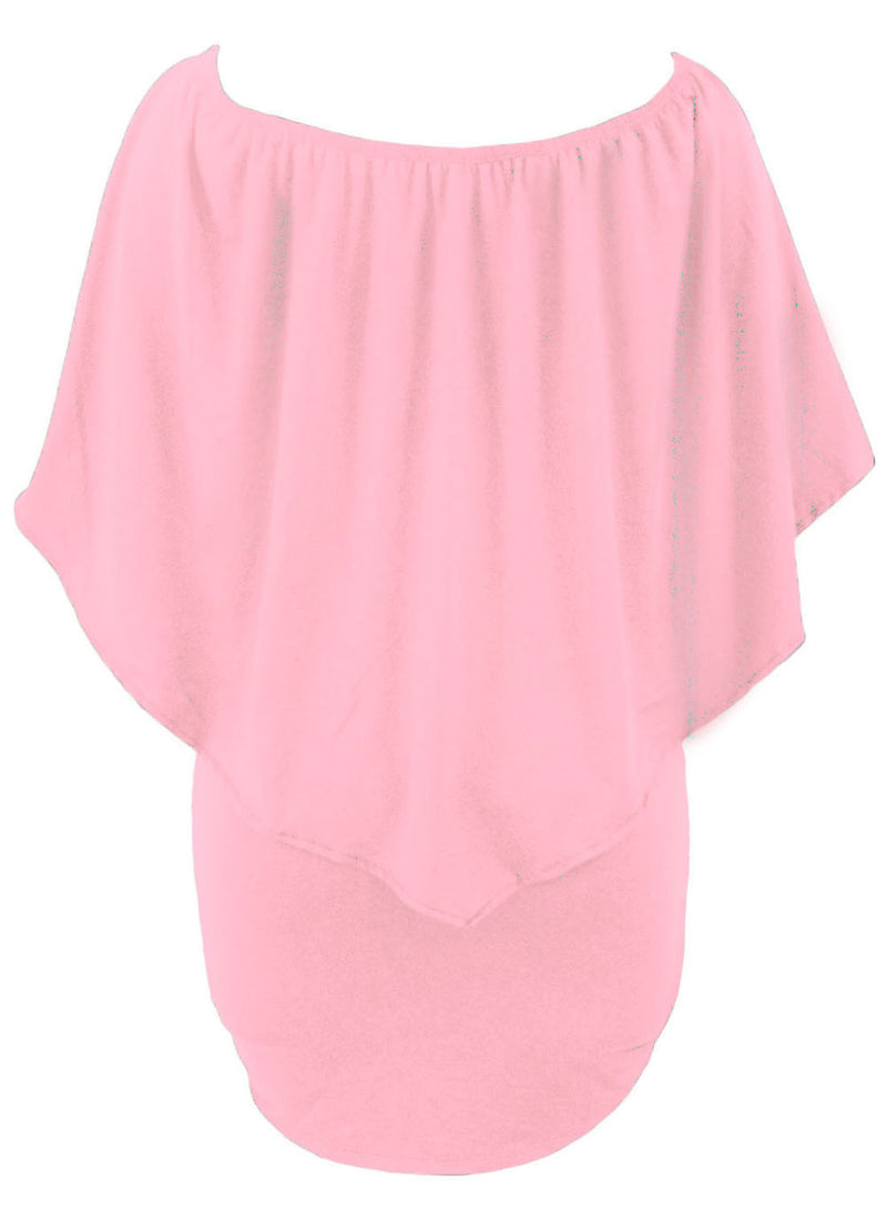 Plus Size Multiple Dressing Layered Pink Mini Poncho Dress