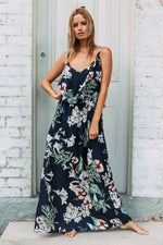 Navy Chic Summer Boho Floral Maxi Dress