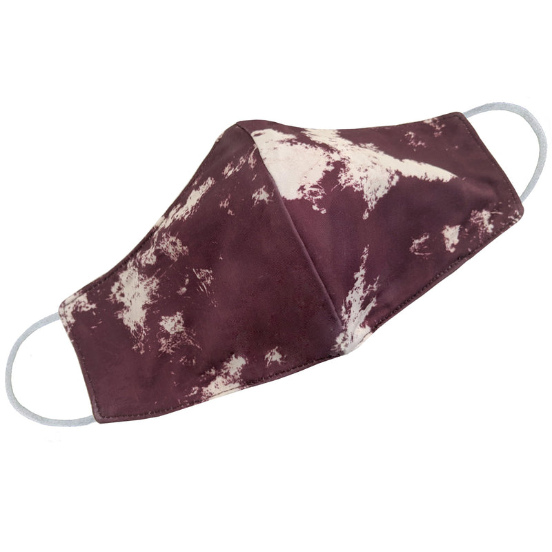 Burgundy White Tie Dye Face Mask