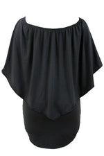 Plus Size Multiple Dressing Layered Black Mini Poncho Dress