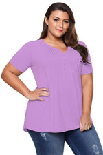 Lilac Plus Size Pin Tuck Jersey Top