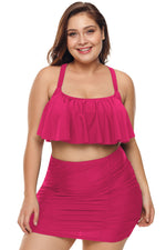 Red Strappy Ruffle Plus Size Two Piece Swimwear