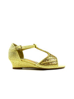 Girl's Wedge T-Bar Party Sandals Gold