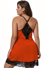 Orange Venecia Chemise with Lace Trim