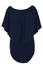 Multiple Dressing Layered Dark Blue Mini Poncho Dress