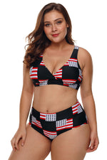 American Flag Checked Plus Size Swimsuit