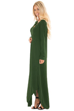 Green Y Strap Neckline Relaxed Long Jersey Dress