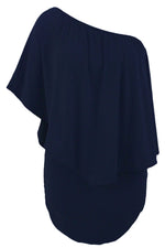 Multiple Dressing Layered Dark Blue Mini Poncho Dress