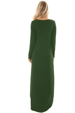 Green Y Strap Neckline Relaxed Long Jersey Dress