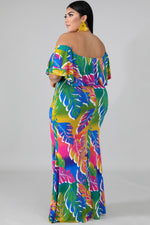 Plus Size Tropical Palms Mermaid Dress