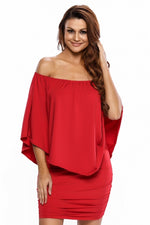 Plus Size Multiple Dressing Layered Red Mini Poncho Dress