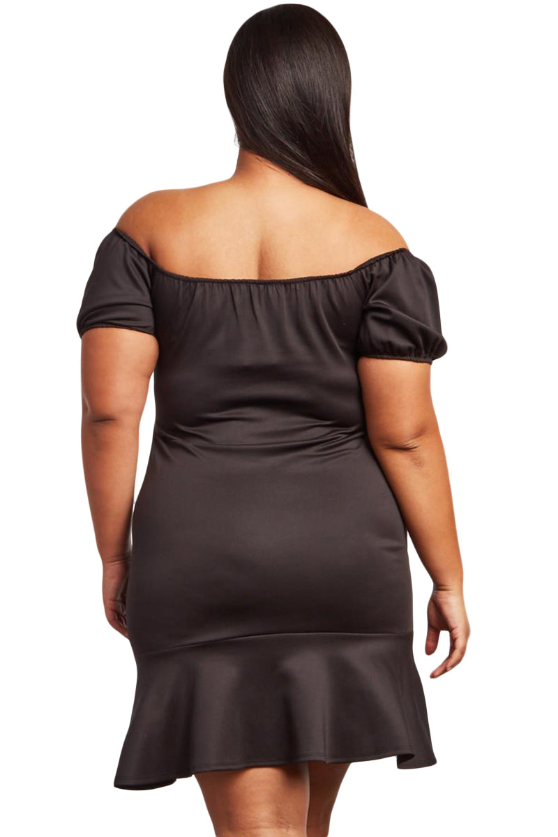 Black Candlelit Song Plus Size Off The Shoulder Dress