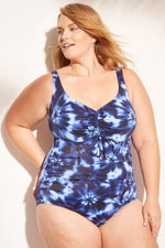 Plus Size Tie Front One Piece Swimsuit