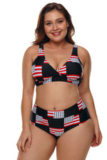 American Flag Checked Plus Size Swimsuit