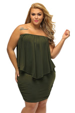 Plus Size Multiple Dressing Layered Army Green Mini Poncho Dress