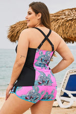 Rose Floral Block Plus Size Swimwear