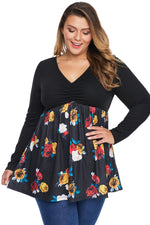 Long Sleeve Babydoll Style High Waist Plus Size Tunic