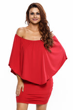 Plus Size Multiple Dressing Layered Red Mini Poncho Dress