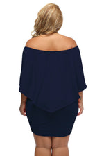 Multiple Dressing Layered Dark Blue Mini Poncho Dress