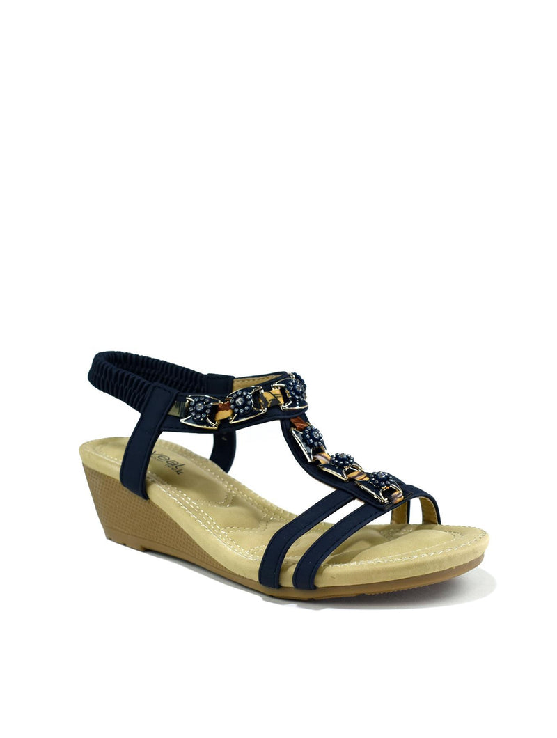 Summer Slingback Wedge Navy