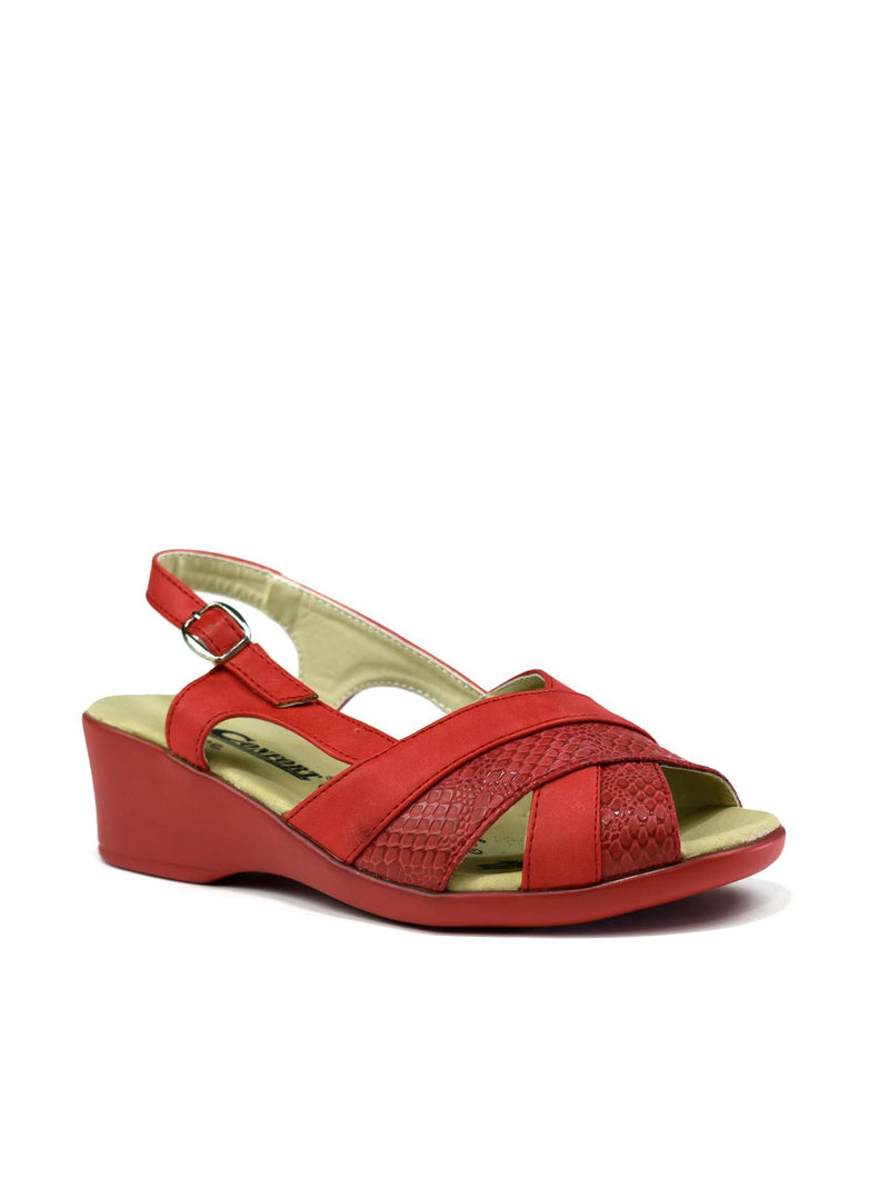 Low Wedge Dual Shaded Slingback Red