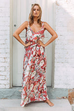 Chic Summer Boho Floral Maxi Dress in Pink