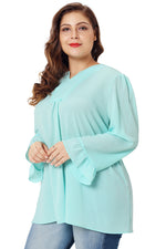 Light Mint Green Casual Plus Size Top